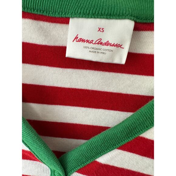 Hanna Andersson Red & White Stripe Henley Pajama Shirt Size XS - Picture 4 of 5